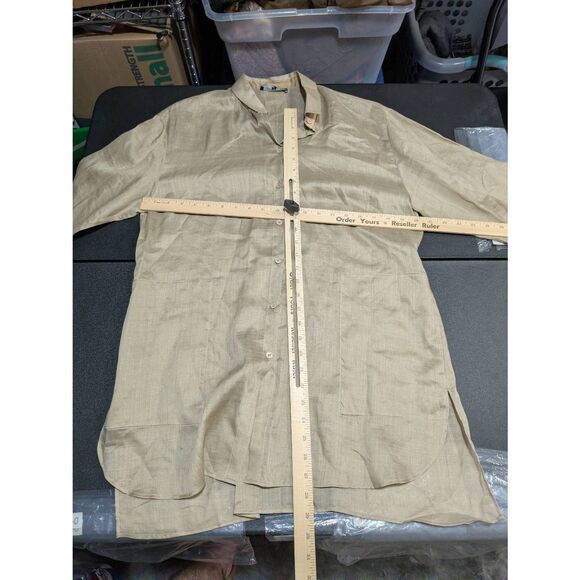 Lafayette 148 Button-Down Tunic Ramie-Blend Fabric Tab Sleeve Side Slit Shirt ta - Picture 5 of 5